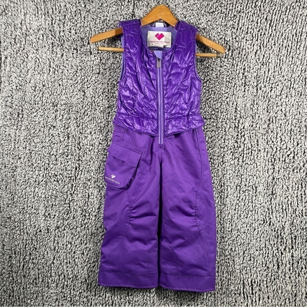 Obermeyer I-Grow Bib Snowsuit Girl's Size 4 Adjustable Ski Suit Purple Winter